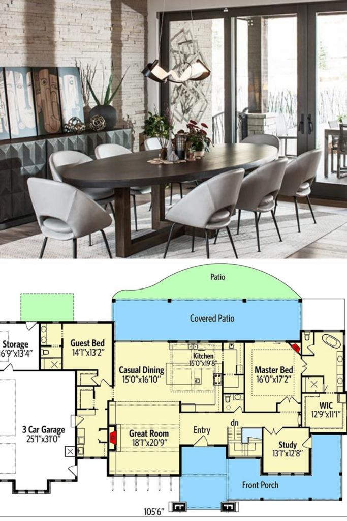 One Story Modern Mountain House Plan With 4 Bedrooms And 3 5 Bathrooms  - Single-Story Modern Mountain House Plans