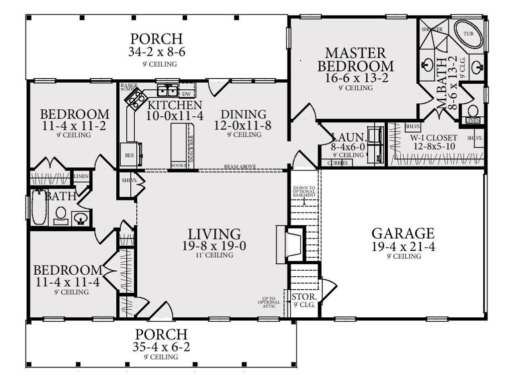 One Story Ranch Style House Plan 4309 Southern Trace 4309 - Floor Plan For One Story Ranch House