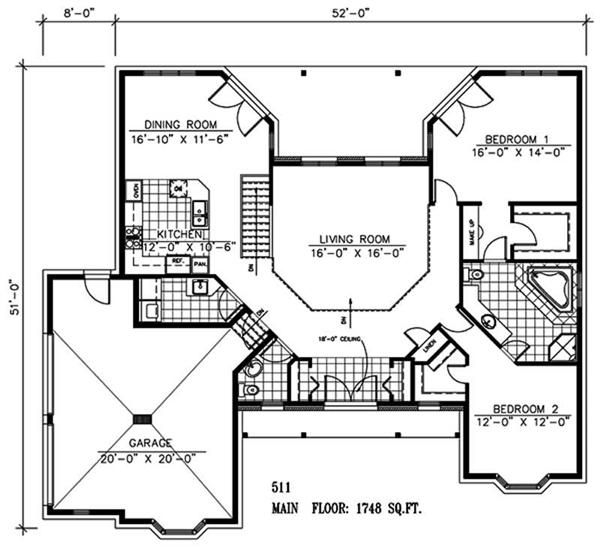 One Story Retirement House Plans Enjoying Life After Retirement  - 2 Bedroom 2 Bath 1 Story Retirement House Plans