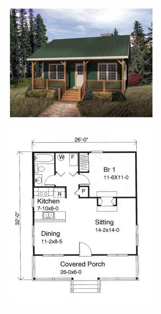 One Story Style House Plan 49119 With 1 Bed 1 Bath Tiny House Floor  - One Story Small House Floor Plans