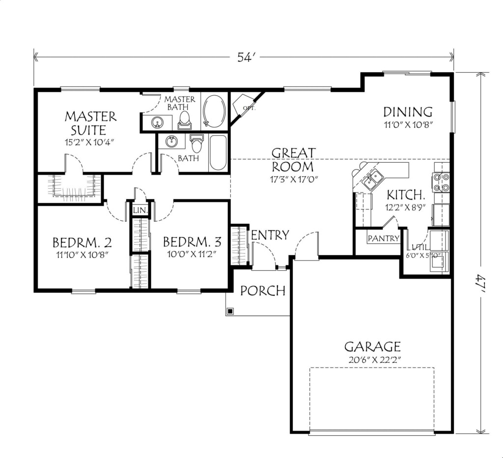 Pin By Cassie Williams On Houses Single Level House Plans One Storey  - Single Story Simple House Floor Plans