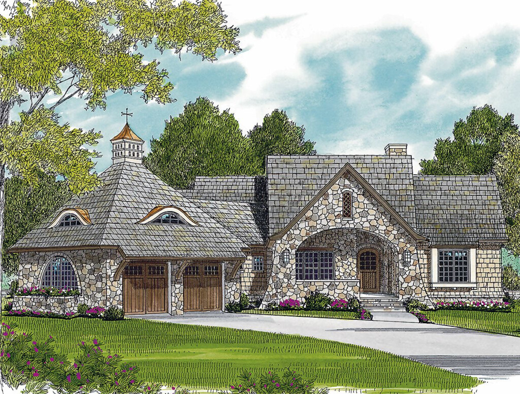 Plan 17597LV Exquisite Stone Design Craftsman Style House Plans  - One Story Stone House Plans