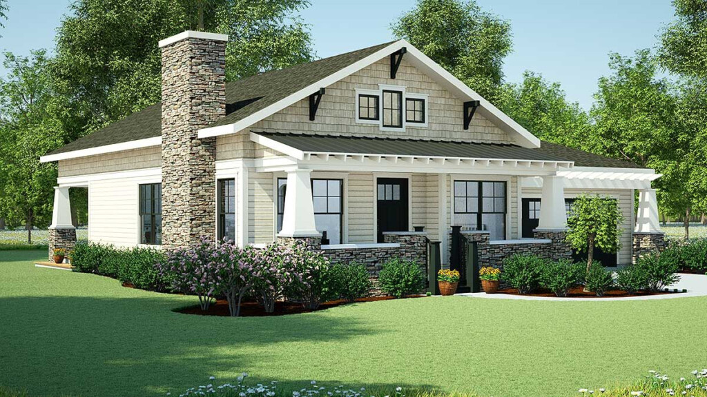 Plan 18267BE Simply Simple One Story Bungalow Craftsman House  - Single Story Small Craftsman House Plans