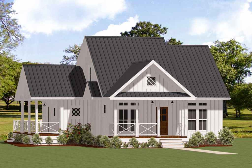 Plan 46367LA Charming One Story Two Bed Farmhouse Plan With Wrap  - 2 Bedroom One Story House Plans