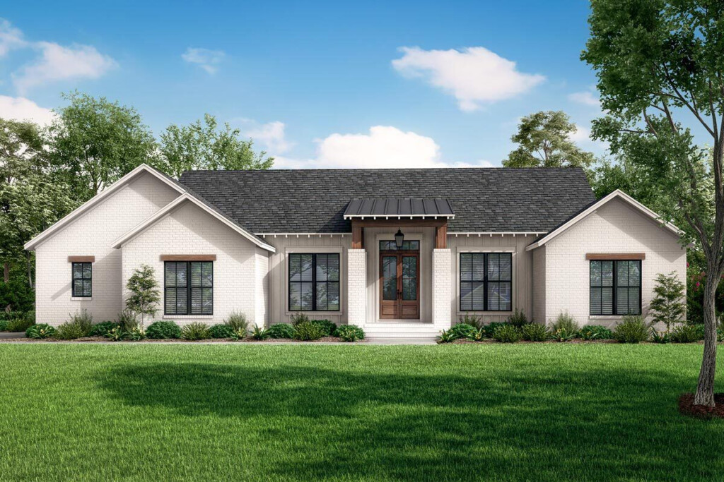 Plan 51861HZ One story Contemporary Texas Ranch Home Plan With 3 Beds  - Single Story Ranch House Plans