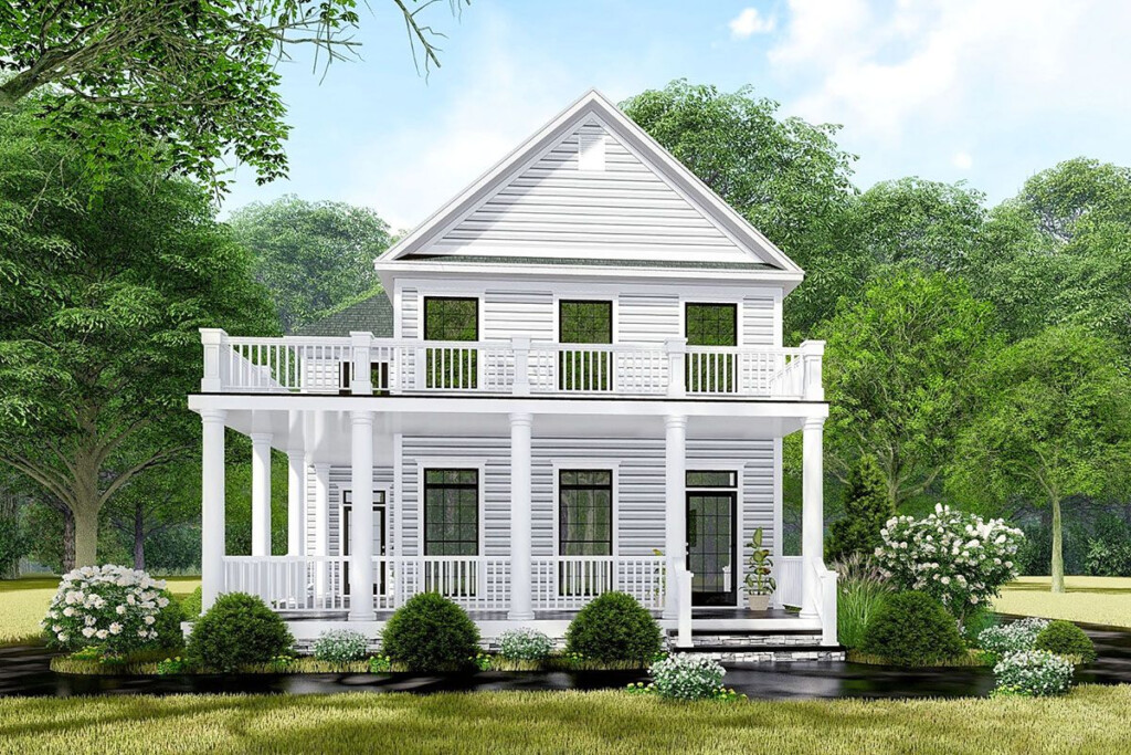 Plan 70649MK Lovely Colonial House Plan With Stacked Wrap Around  - 1 Story Colonial House Plans