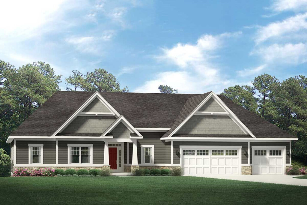 Plan 790040GLV One Story Craftsman House Plan With 3 Car Garage  - 3 Car Garage Single Story House Plan