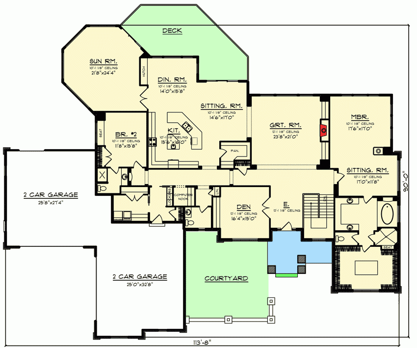 Plan 890000AH 2 Bed House Plan With Large Sunroom Craftsman House  - 2 Story House Plans With Sunroom