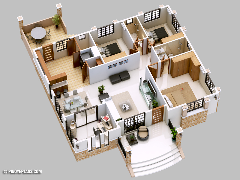 Primary Layout 3 Bedroom 2 Story House Plans 3D Awesome New Home  - 3 Bedroom 2 Story House Plans 3D