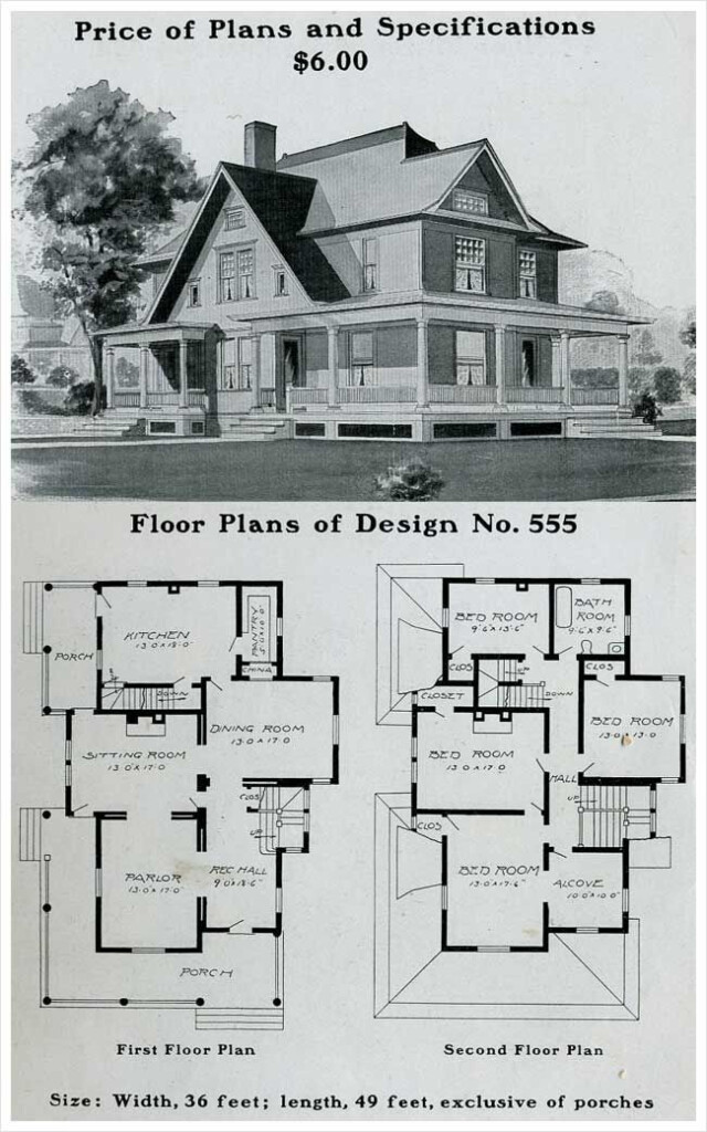 Radford 1903 Free Classic Queen Anne With Wraparound Porch  - 1900S One Story Country House Plans