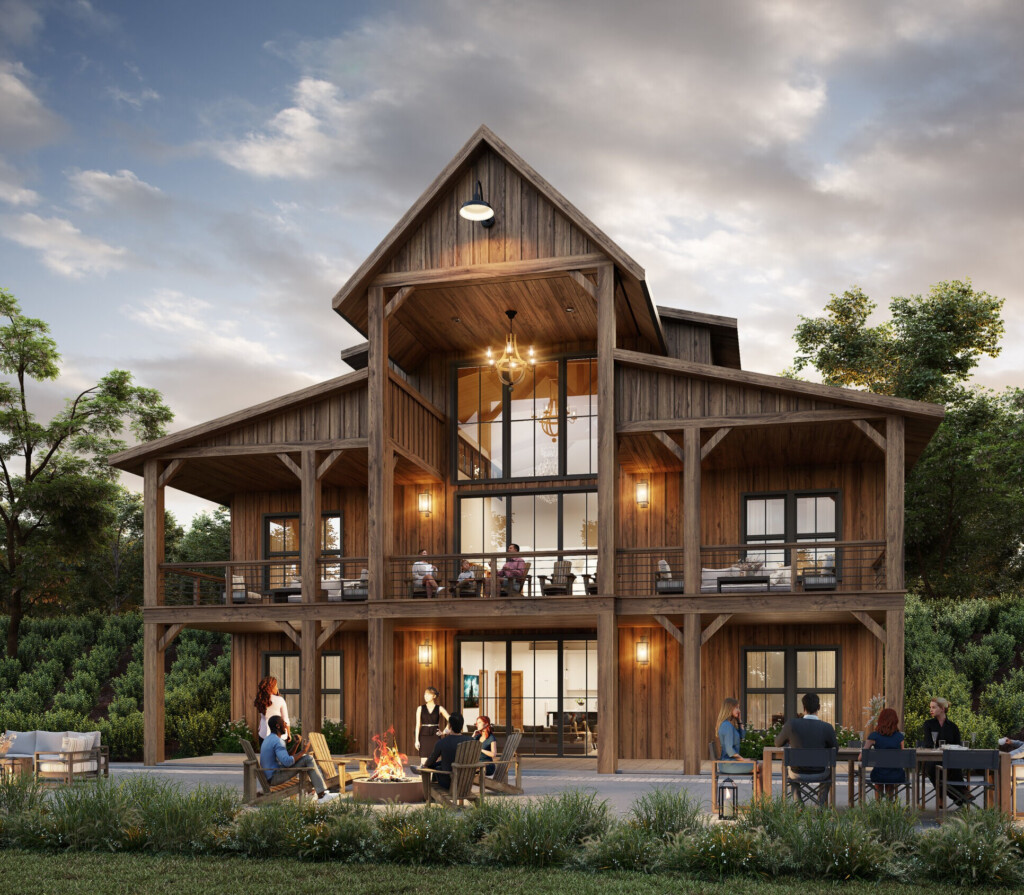 Raleigh House Plan Two Story Rustic Barn House Design With An ADU  - 2 Story Barn House Plans