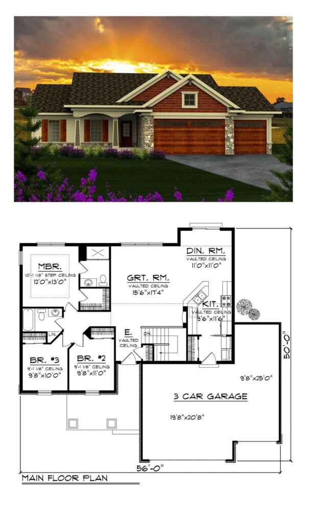 Ranch Style House Plan 96120 With 3 Bed 2 Bath 3 Car Garage Ranch  - 3 Bedroom 3 Bath Single Story House Plans