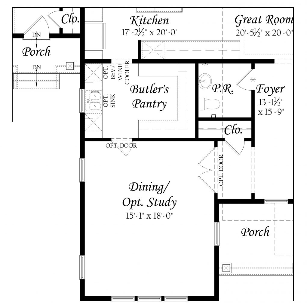 Robey Opt Main Level Enlarged Butler s Pantry Evergreene Homes - One Story House Plans With Butler'S Pantry