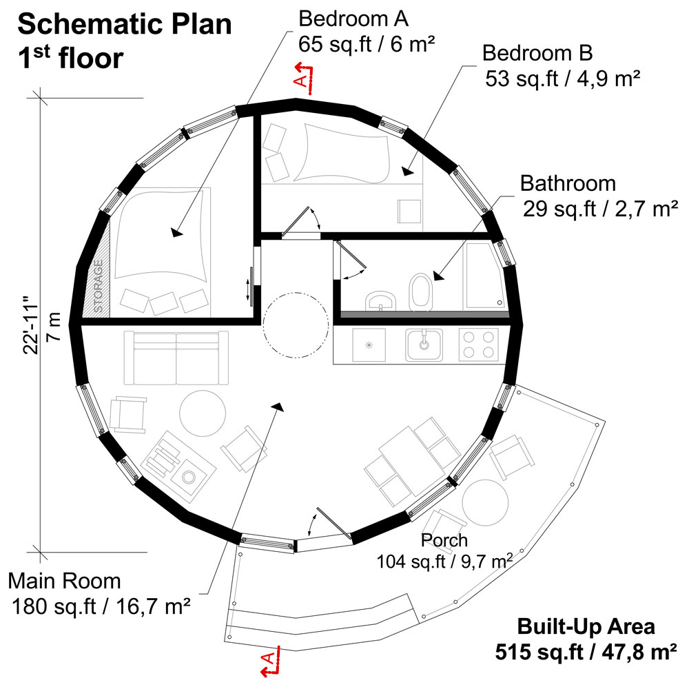 Round House Building Plans - 2 Story Round House Plans