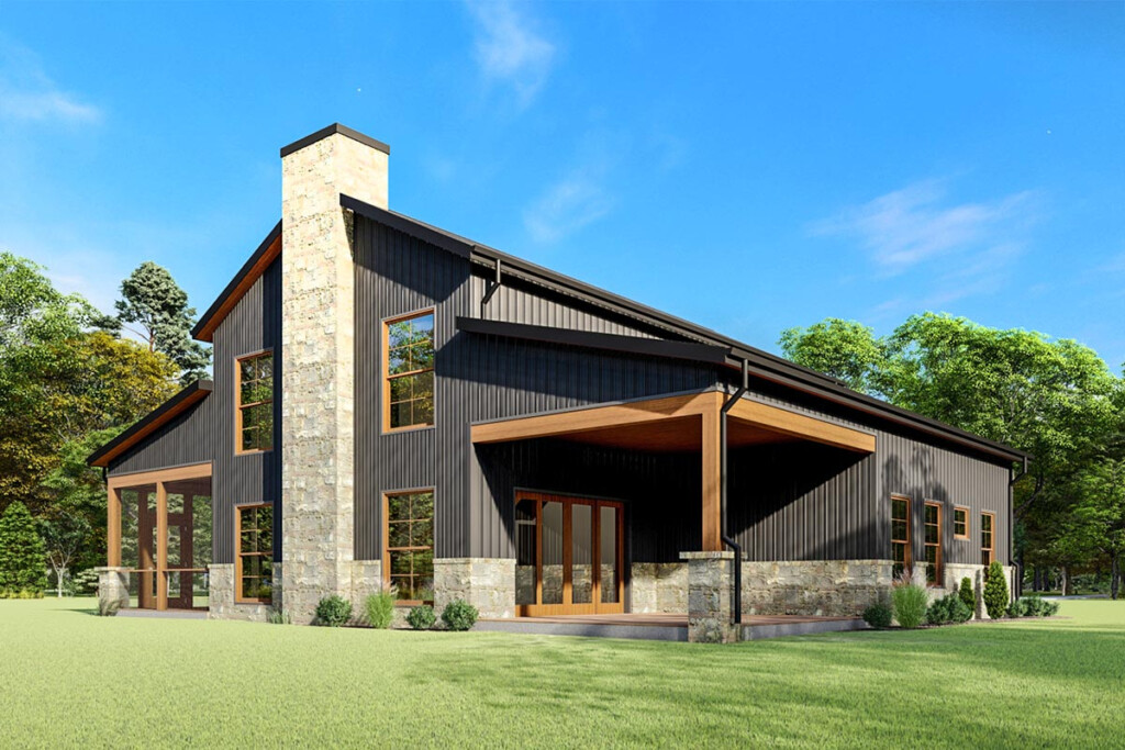 Rustic 2 Story Barndominium Style House Plan Under 2000 Square Feet  - Two Story House Plans Under 2000 Square Feet