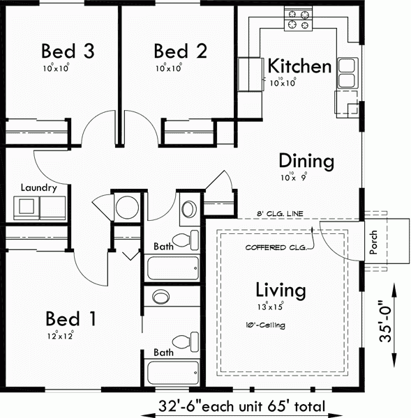 Simple One Story 3 Bedroom House Plans - 1 Story 3 Bedroom House Floor Plans 20M X 300M