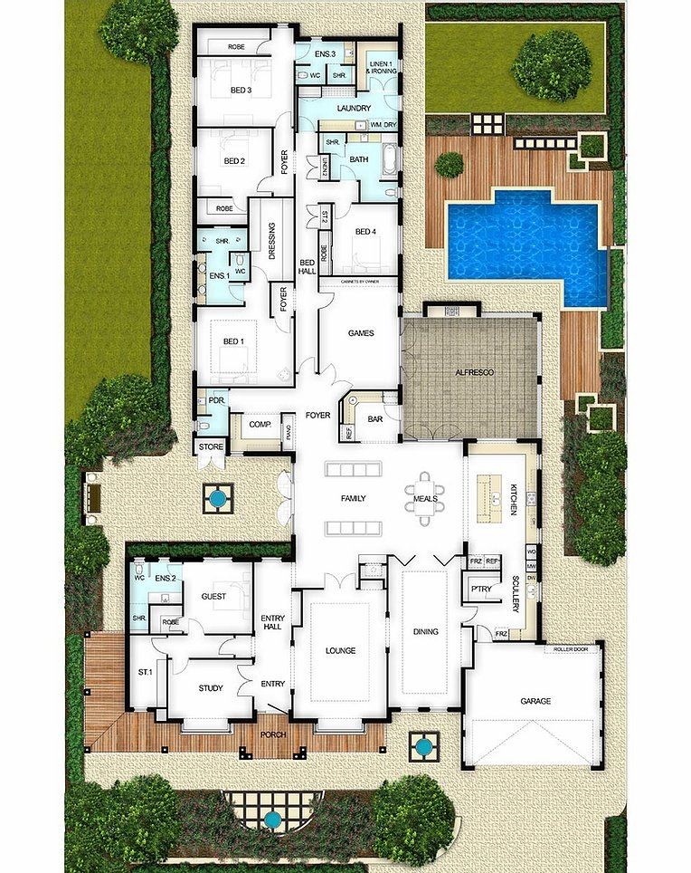 Single Storey Floor Plan With Space Boyd Design Perth Farmhouse  - 5 Bedroom House Plans Single Story Perth