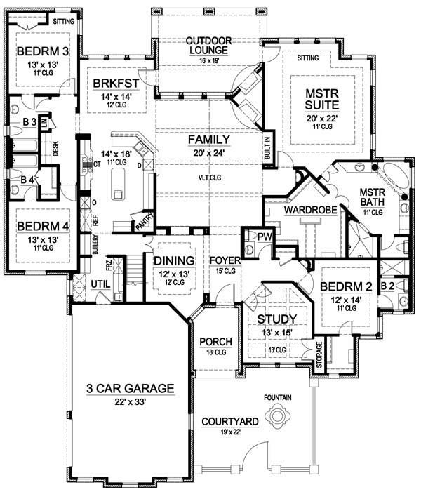 Single Story 2700 Sq Ft House Plans - 2700 Sq Ft Single Story House Plans