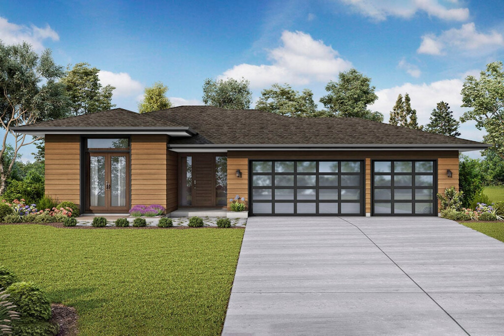 Single Story 4 Bedroom 2700 Square Foot Modern Prairie Style House With  - 2700 Square Foot House Plans One Story