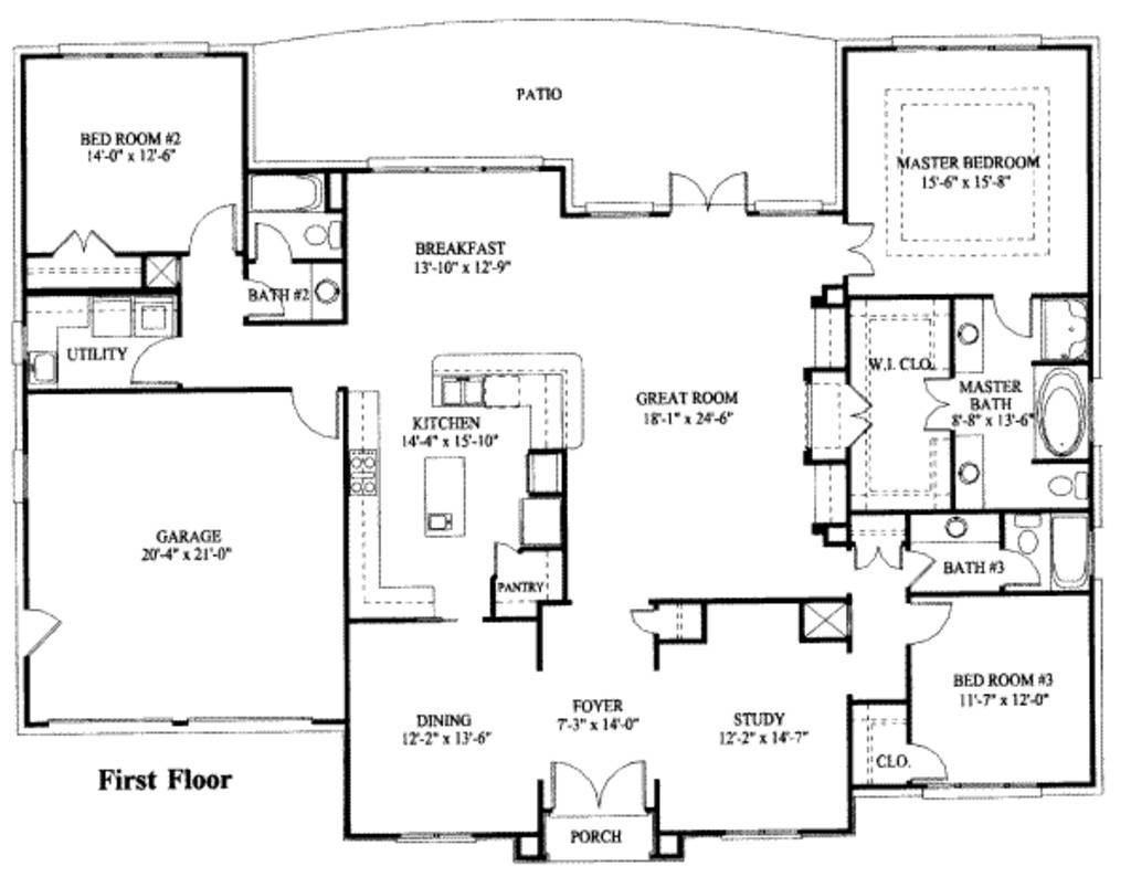 Single Story Floor Plan Elegant Home Architecture House JHMRad 158821 - Elegant 1 Story House Plans