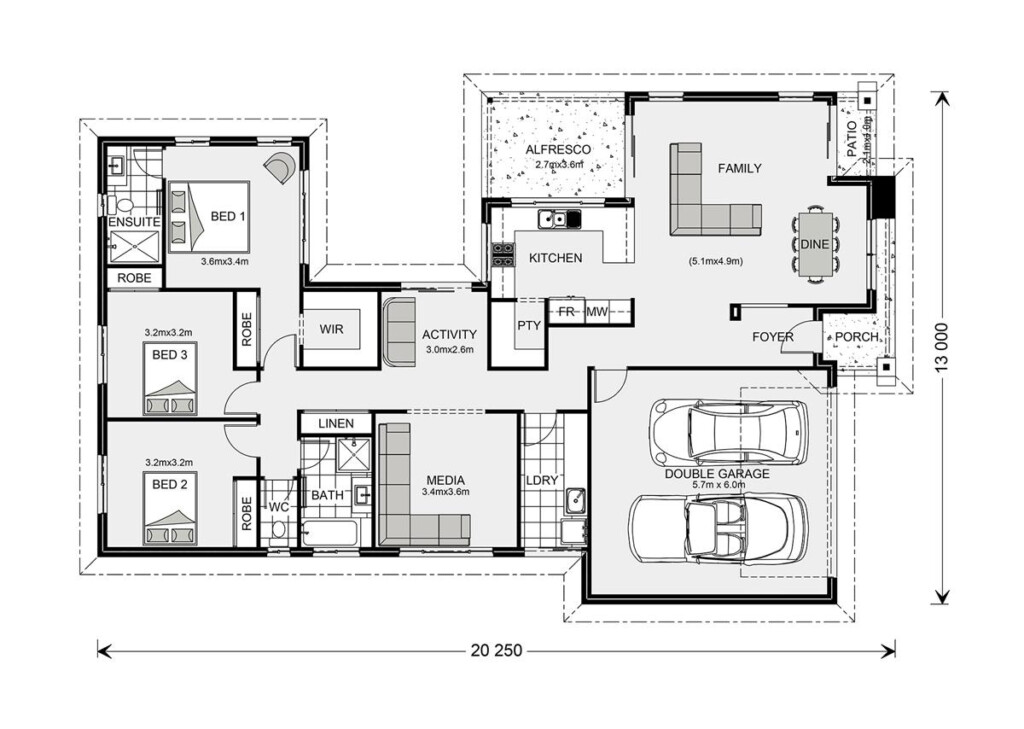 Single Story House Design Floor Plan - 19 X 40 Single Story Flat Room House Plan