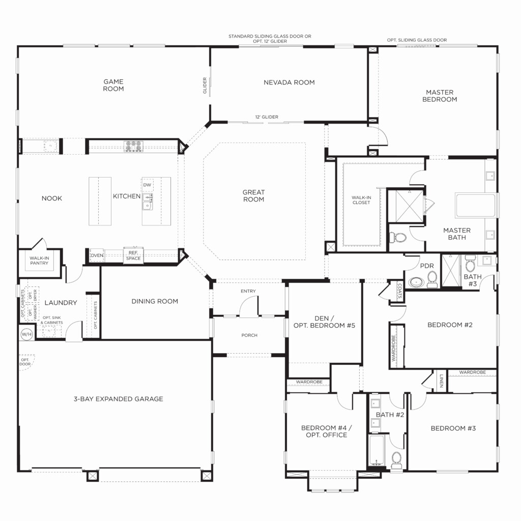 Single Story Open Floor Plans Good Colors For Rooms - 5 Bedroom 1 Story Open Floor Plan House