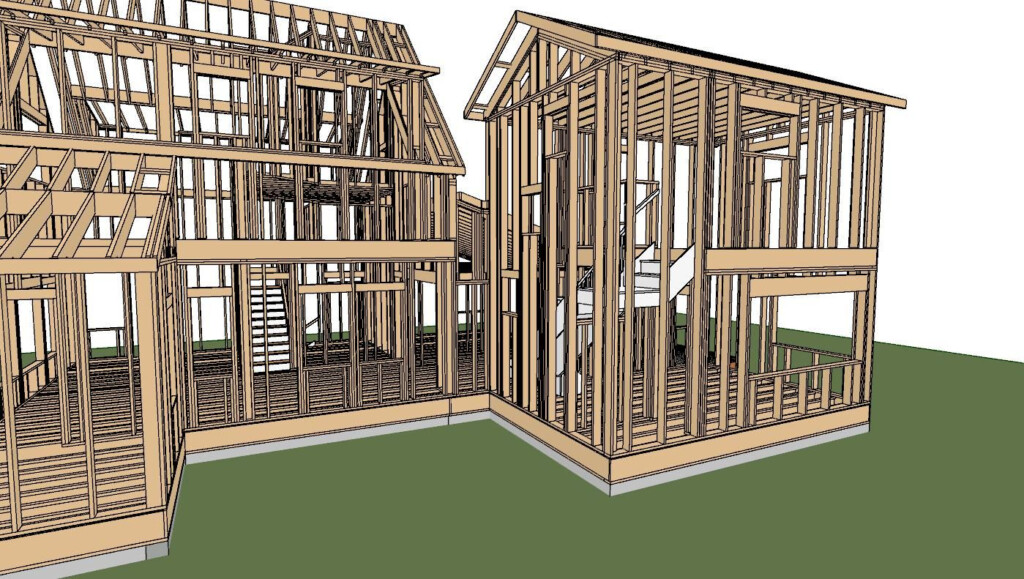 Technical Illustration Of Framing Plan For Two Story Addition Home  - 2 Story House Framing Plans