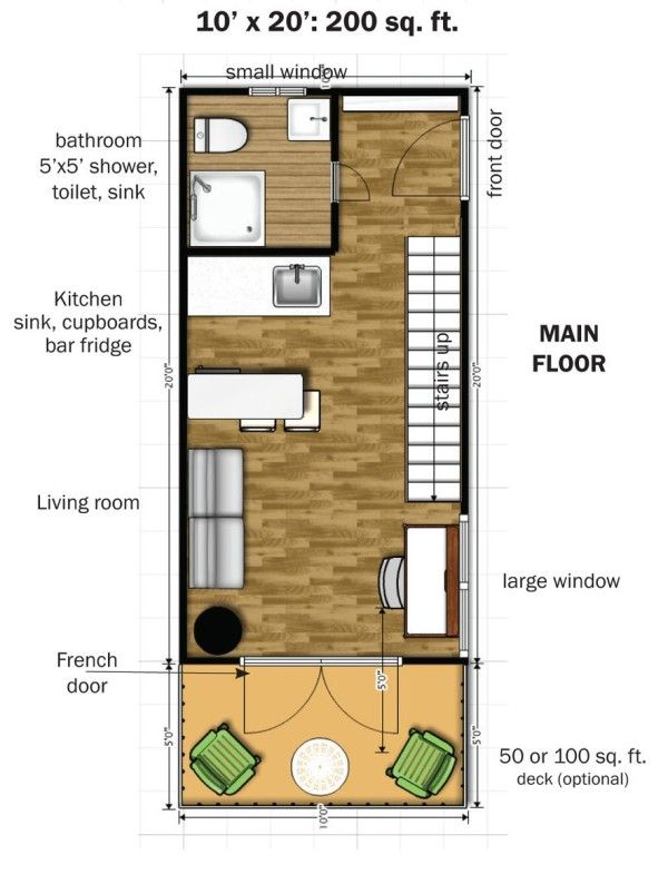 The Eagle 1 A 350 Sq Ft 2 Story Steel Framed Micro Home Tiny House  - 2 Story 350 Sf House Plan