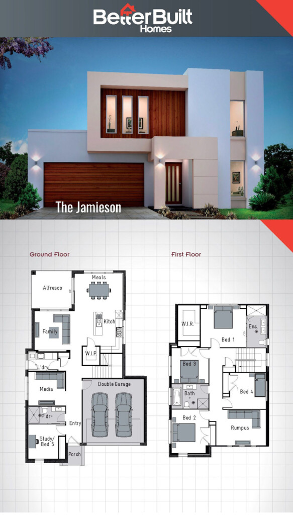 The Jamieson Double Storey House Design 250 Sq m 10 9m X 16 6m  - Double Story House Plan