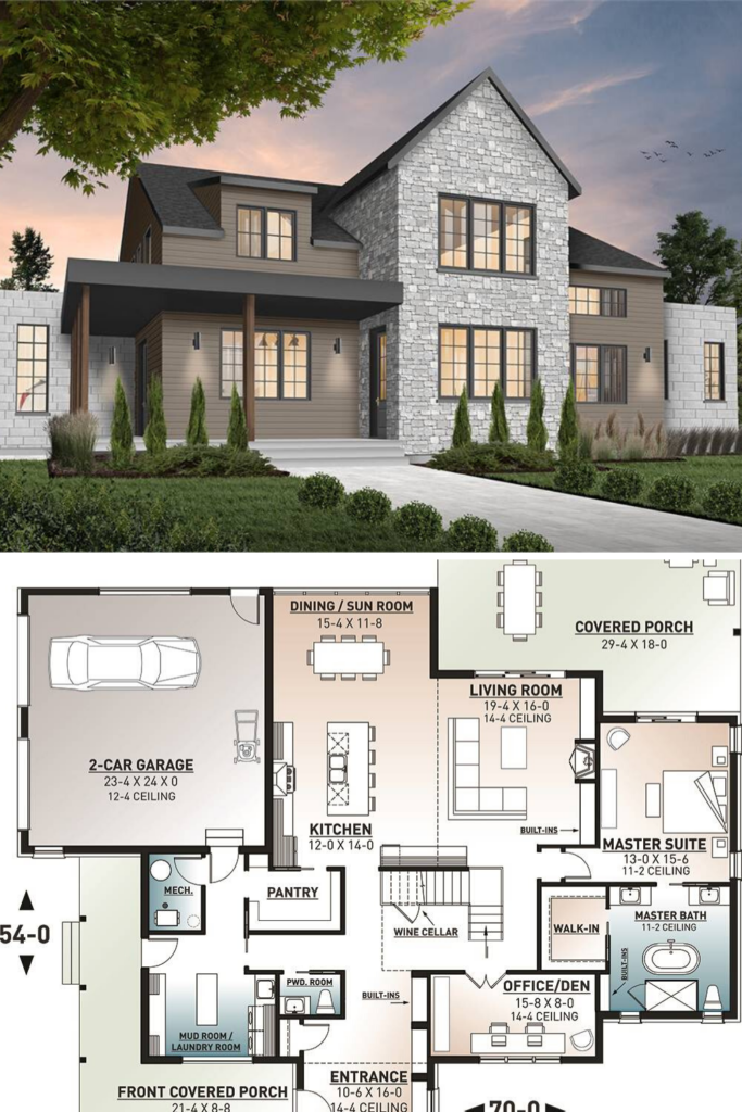 This 4 Bedroom 3 5 Bathroom 2 Story Scandinavian House Plan Comes  - 2 Story 4 Bedroom House Plan