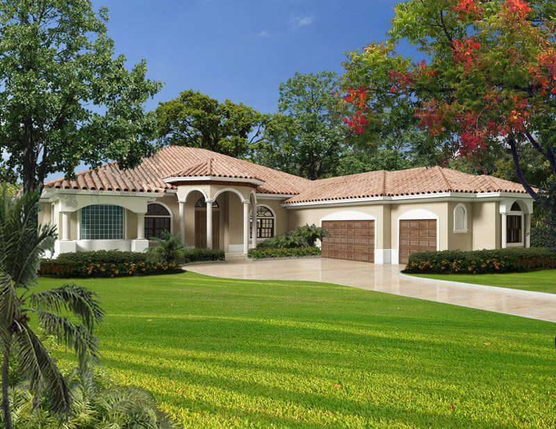 This Beautiful One story Classic Florida Mediterranean style  - 1 Story Florida House Plans