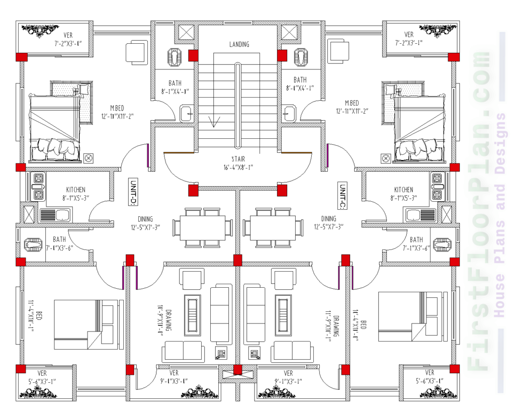 Three Storey Building Floor Plan And Front Elevation First Floor Plan  - Floor Plan Of Three Story House