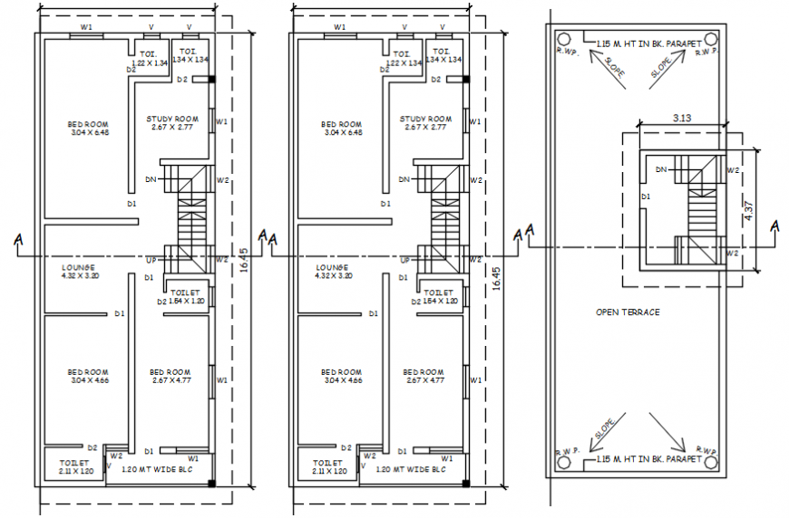 Three Story House Floor Plan Layout Plan Cad Drawing Details Dwg File  - Floor Plan Of Three Story House