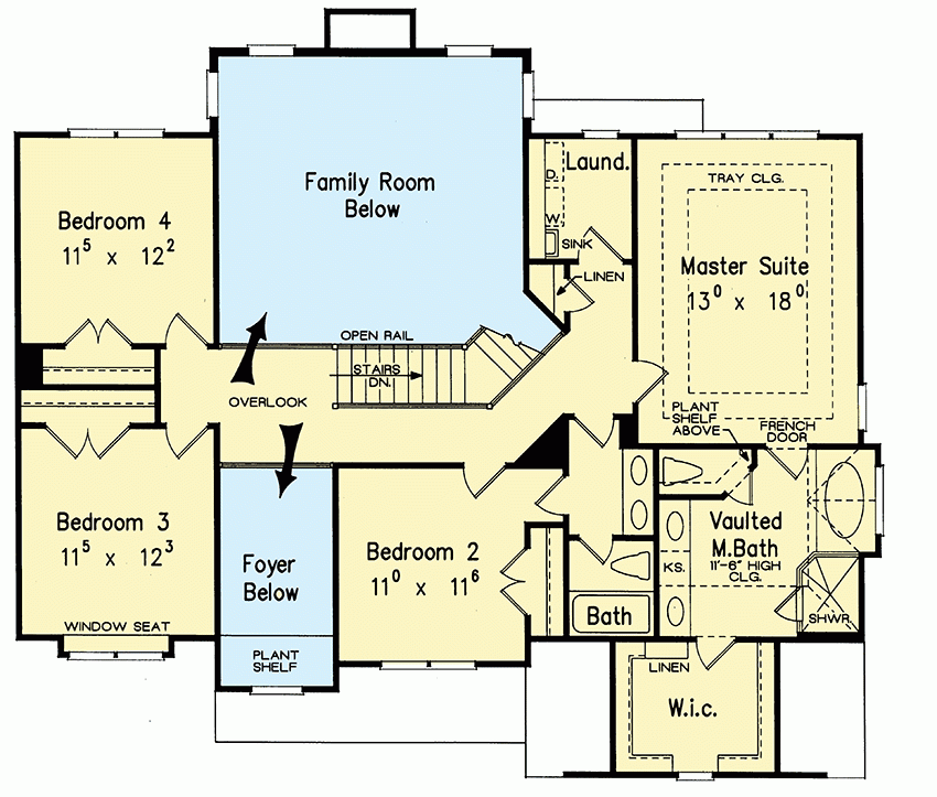 Traditional House Plan With Upstairs Master Suite 710202BTZ  - 2 Story House Plan Upstairs Master With Balcony