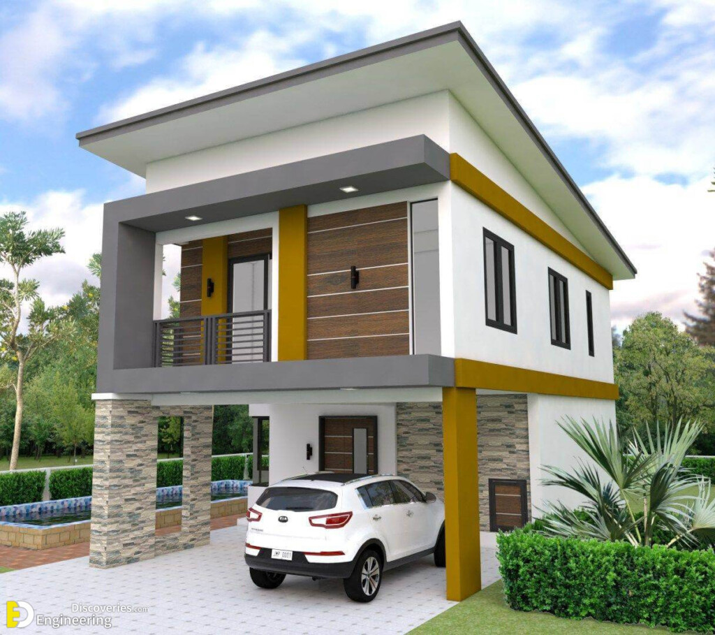 Two Storey House Plan With 3 Bedrooms And 2 Car Garage Engineering  - 3 Bedroom Double Story House Plan