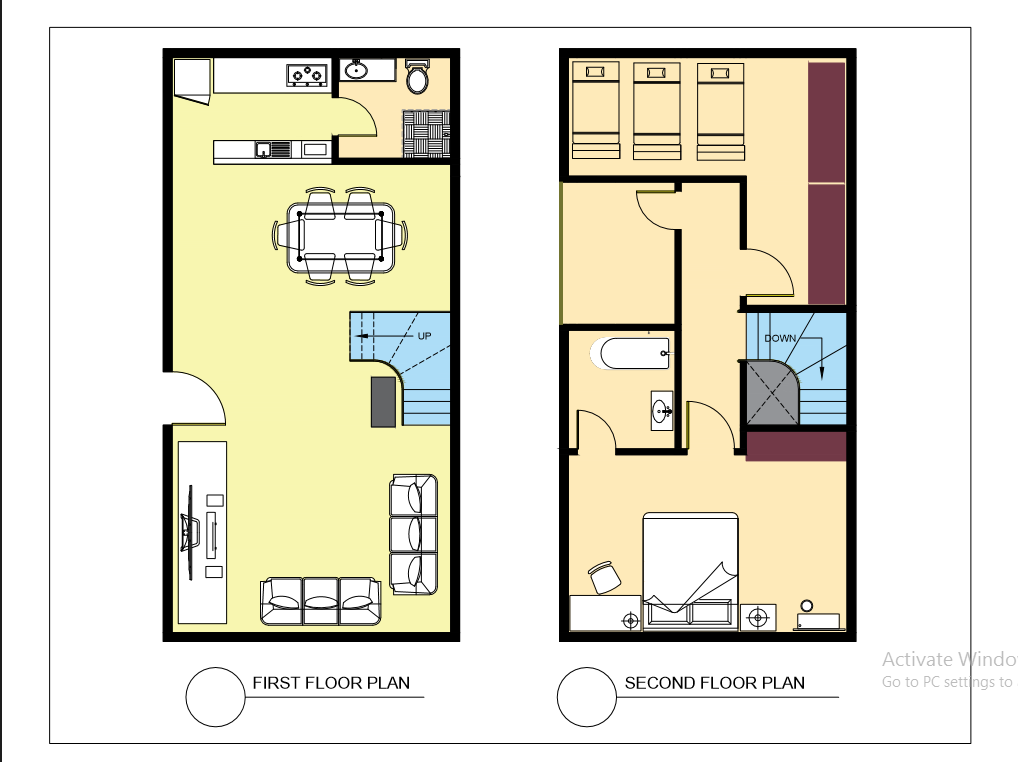 Two Storey Residential House Floor Plan Dwg Image To U - 2 Story House Floor Plan With Dimensions