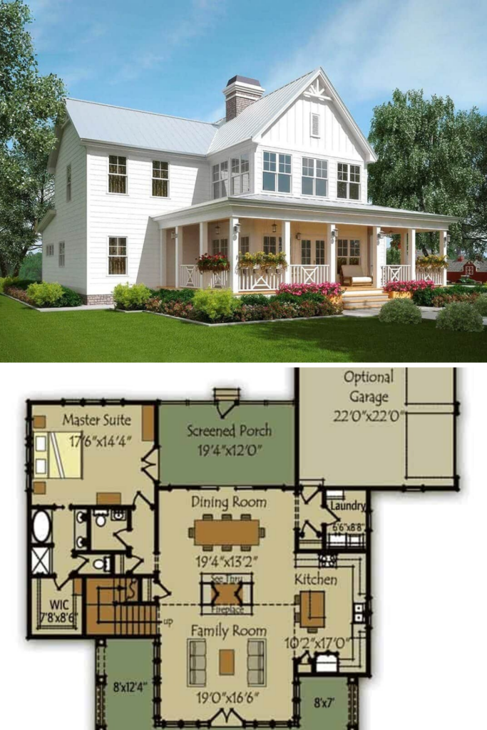 Two Story 3 Bedroom Classic Farmhouse Floor Plan Farmhouse Floor  - Classic Two Story House Plans