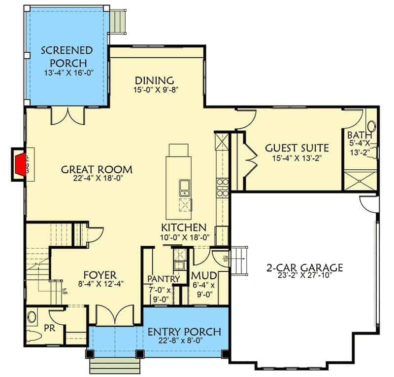 Two Story 4 Bedroom Craftsman House Floor Plan  - 4 Bedroom House Floor Plans 2 Story