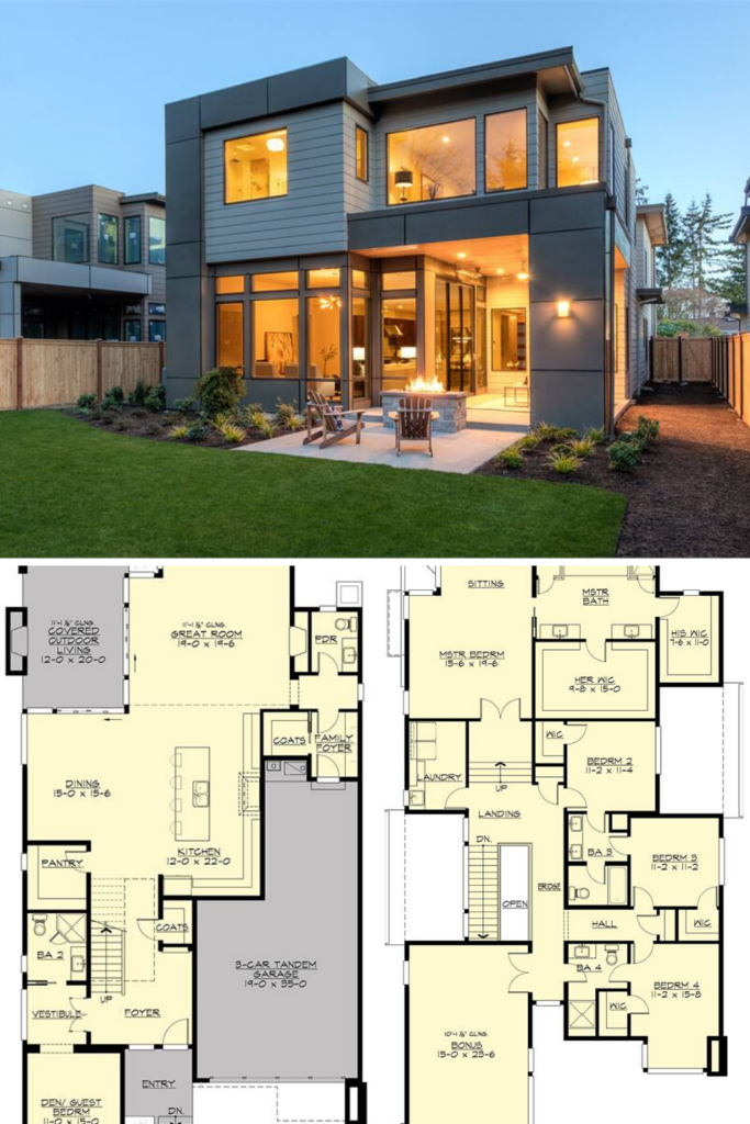 Two Story 4 Bedroom Sunoria Contemporary Style Home Floor Plan Two  - Two Story Modern House Floor Plans