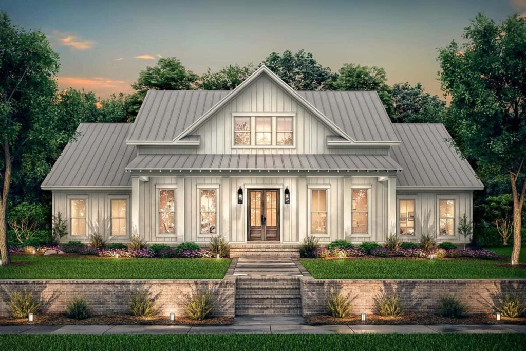 Two Story 5 Bedroom Modern Farmhouse With Bonus Room Floor Plan  - House Plans.Net Two Stories With Bonus Room