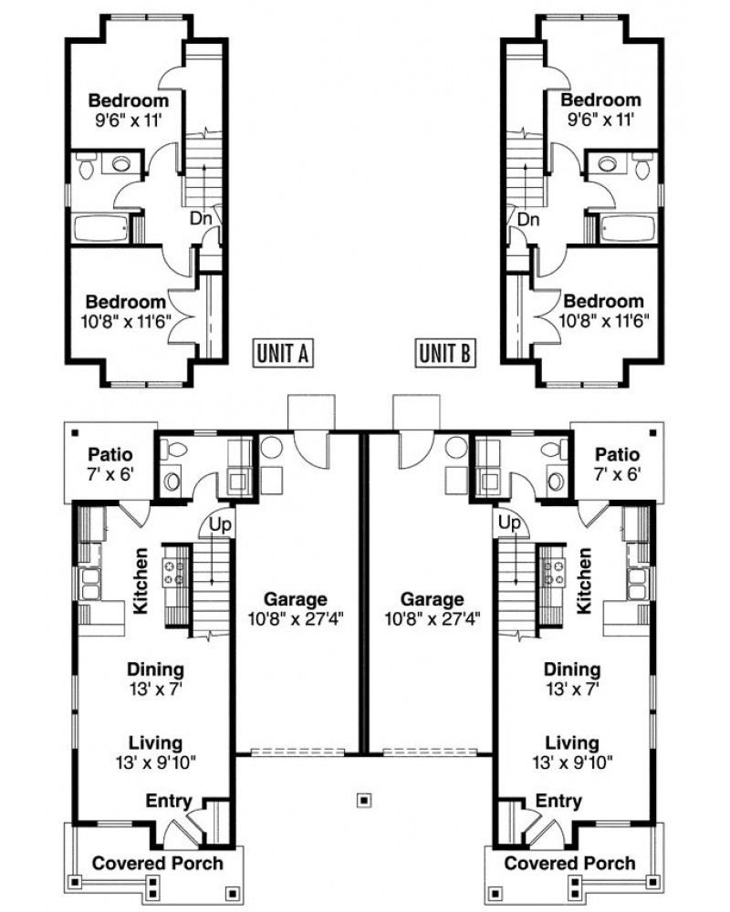 Two Story Duplex Floor Plans Floorplans click - Two Story Duplex House Plans With Garage