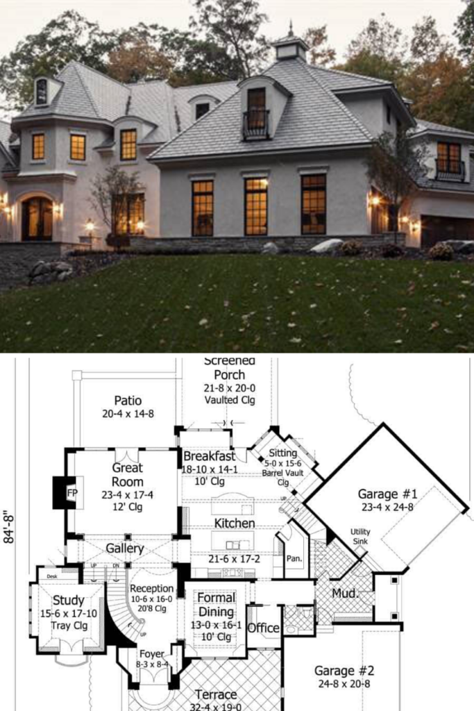 Two Story French Country House Plans - French Country Two-Story House Plan