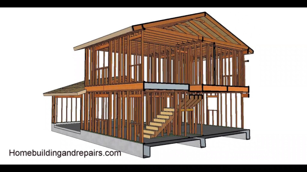 Two Story House Framing Part One Gable Roof And Garage YouTube - 2 Story House Framing Plans