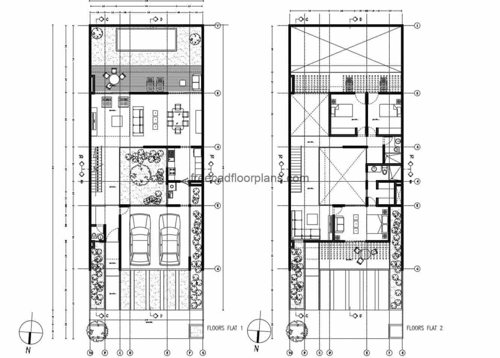 Two Story Rectangular House Autocad Plan 510201 Free Cad Floor Plans  - Floor Plan Two Story Rectangular House