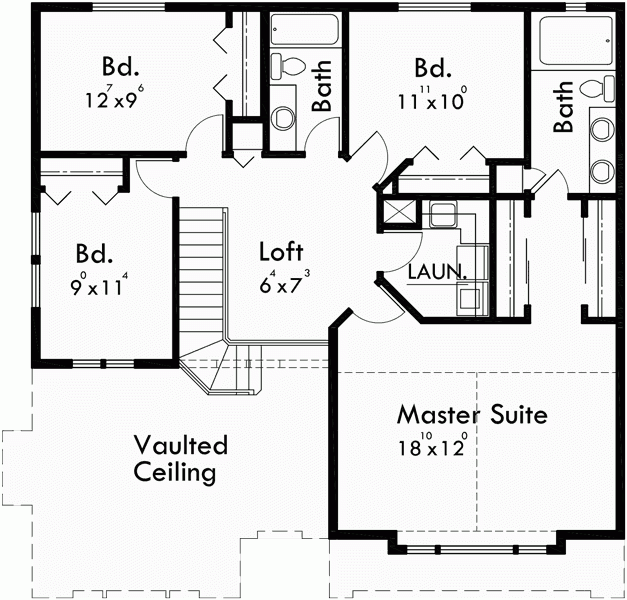 Upper Floor Plan For 10012 House Plans 2 Story House Plans 40 X 40  - 40 X 40 2 Story House Plans