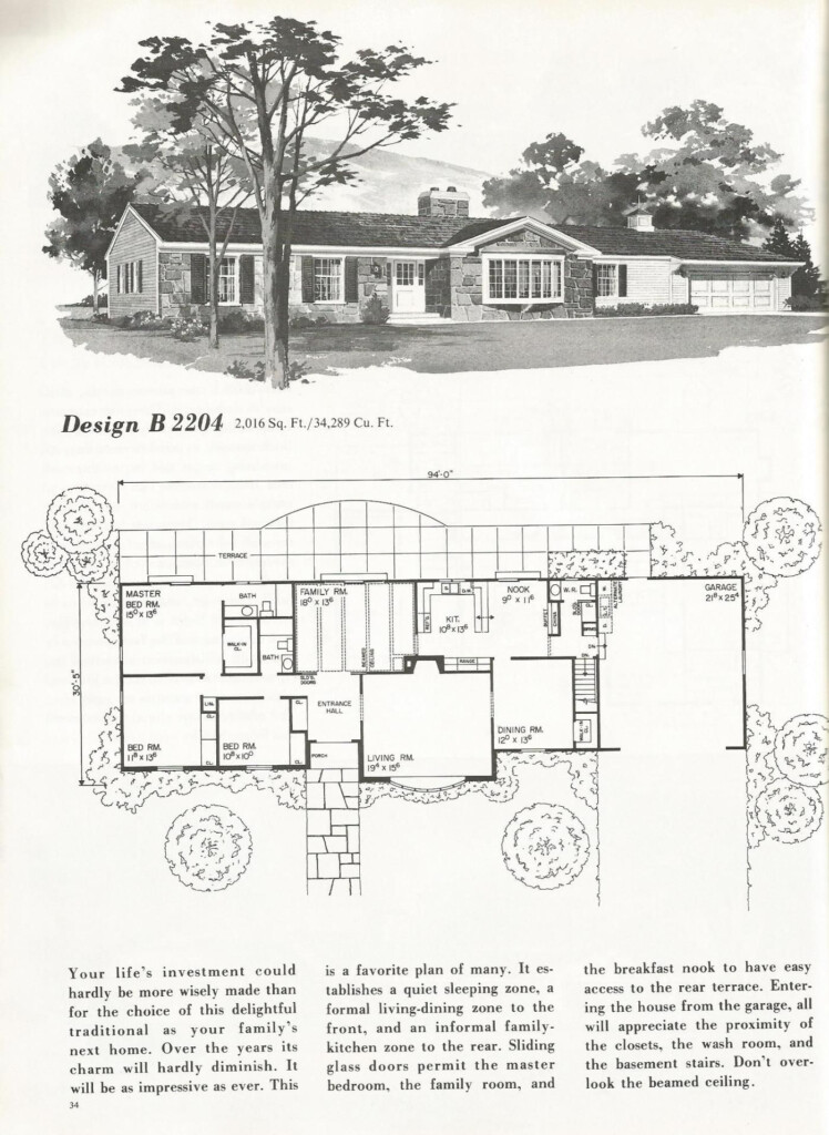 Vintage House Plans One Story Homes Over 2000 Square Feet Vintage  - Vintage One Story House Plans