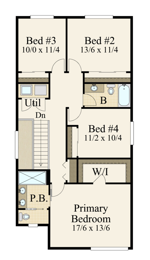 Vitality House Plan Two Story Narrow Lot Home Design MM 1869 A - 2 Story House Plans For A Narrow Lot