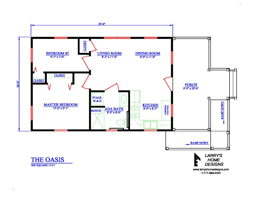 Wheelchair Accessible One Story 3 Bedroom 2 Bath Floor Plans - One Story Wheelchair Accessible House Plans